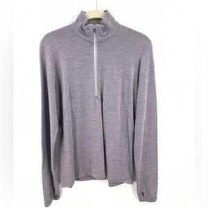 Icebreaker Womens 100% Wool Half Zip Sweater Top Size M Gray Purple Long Sleeve